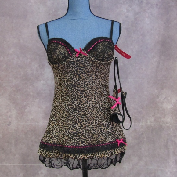 NEW Pucker Up! Animal Cheetah Print Cami & Thong - Picture 2 of 6